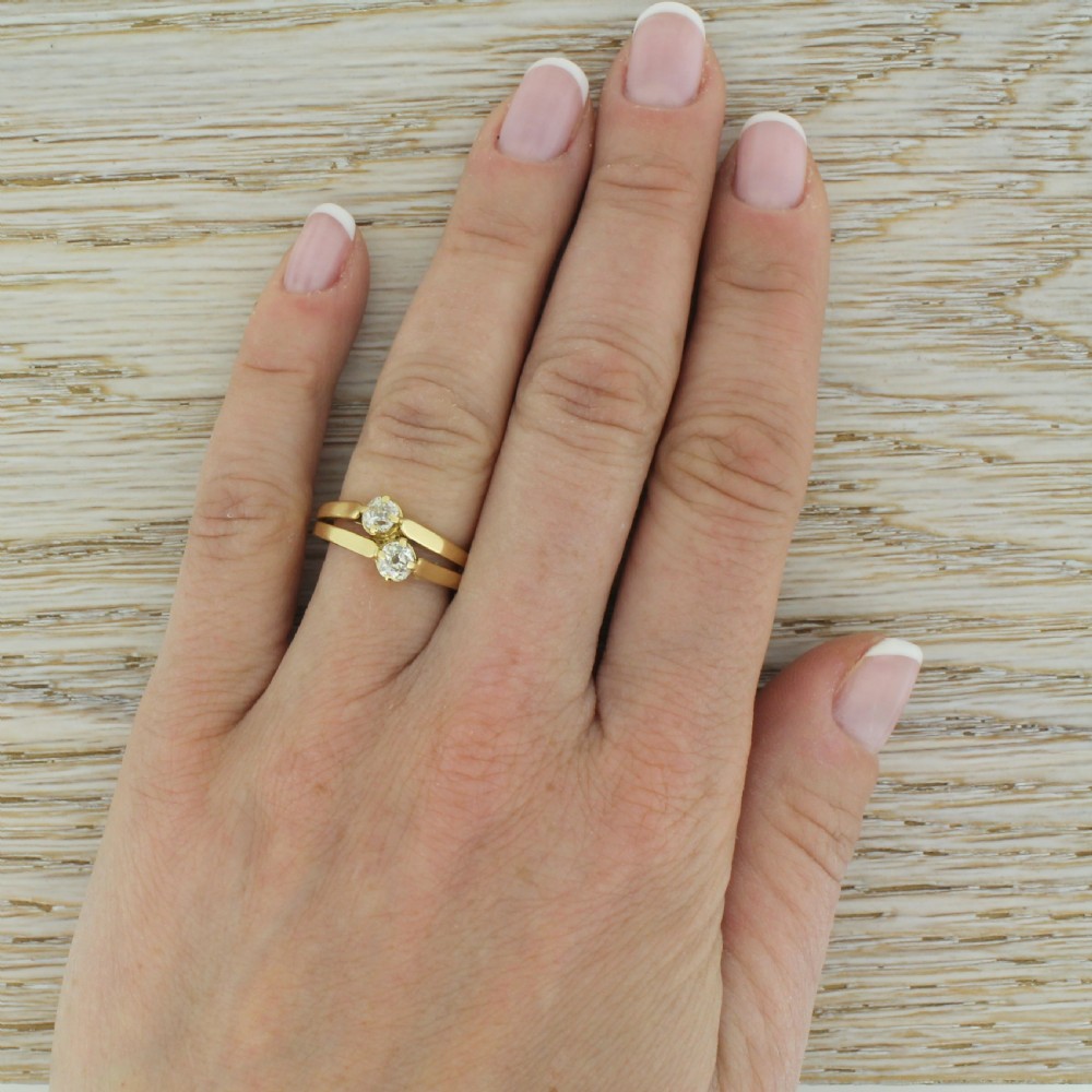 Edwardian 0.62 Carat Old Cut Diamond Double Solitaire Ring, circa 1910
 View VI