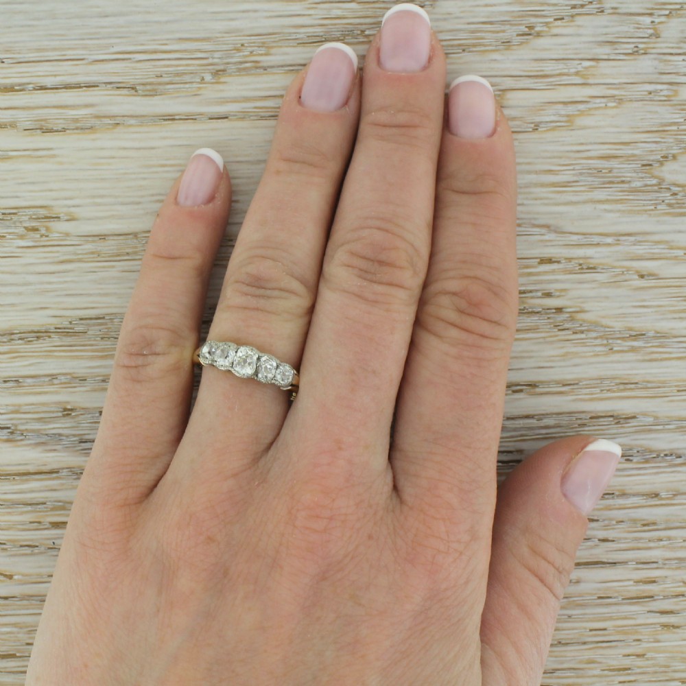 Victorian 1.07 Carat Old Cut Diamond Five Stone Ring, dated 1881 View IV