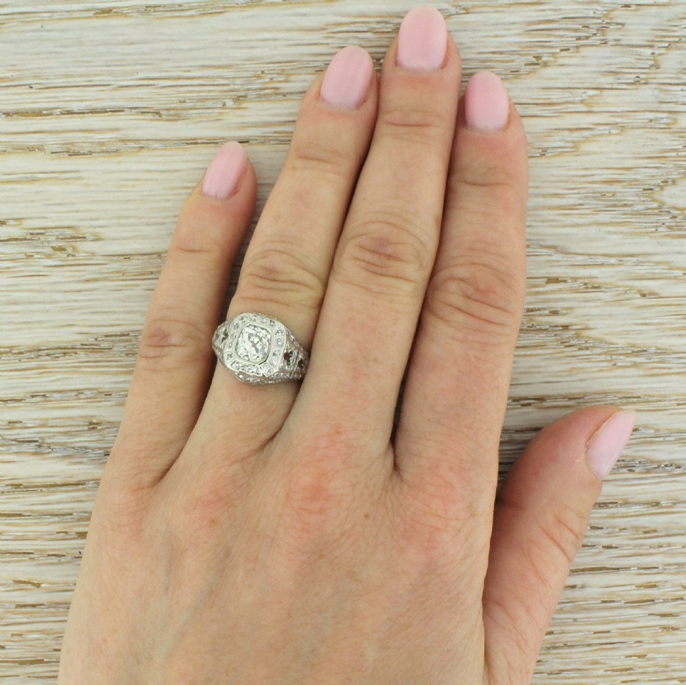 Art Deco 2 22 Carat Old Cut Diamond Cluster Ring Circa 1925