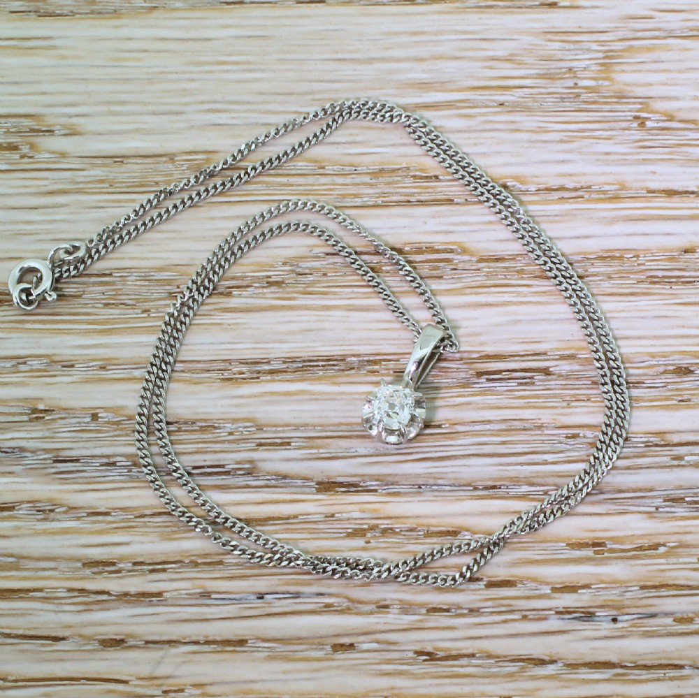 Art Deco 0.52 Carat Old Cut Diamond Solitaire Pendant, French, circa 1940
