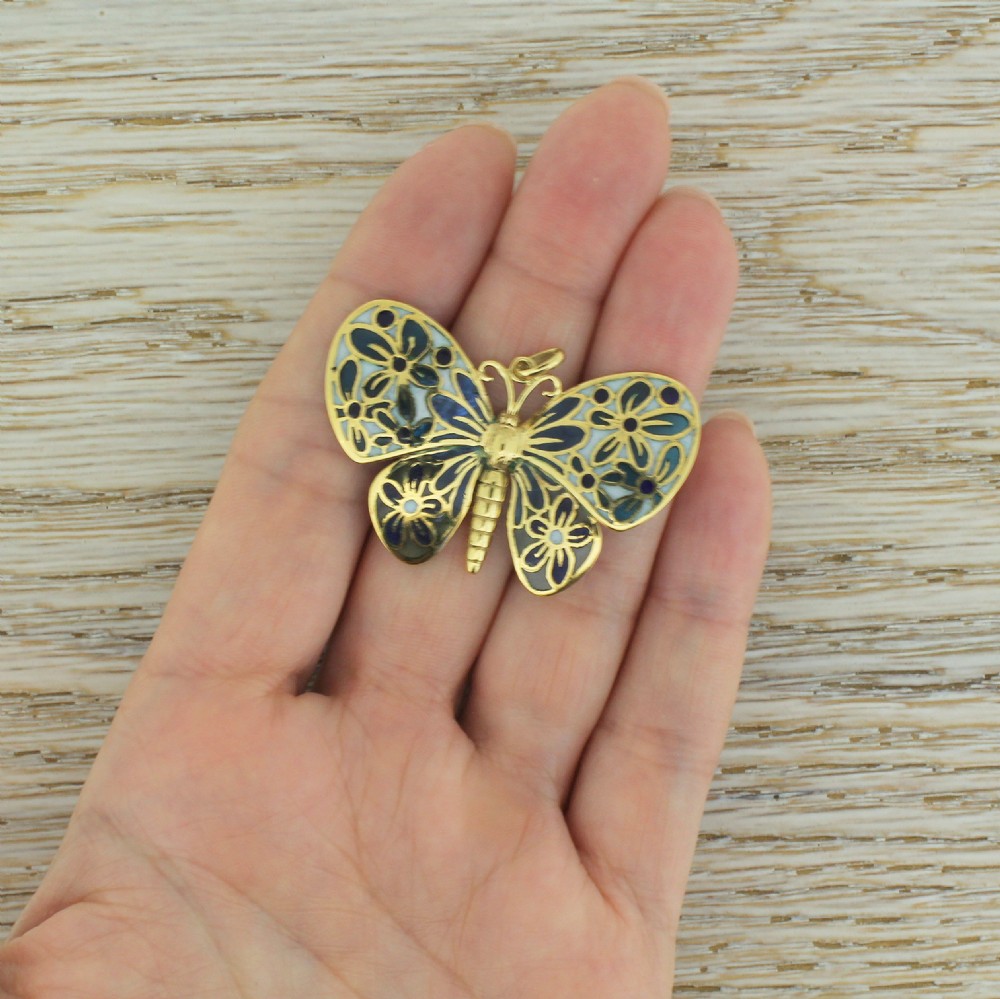 Mid Century Plique-à-Jour Butterfly Pendant
 View IV