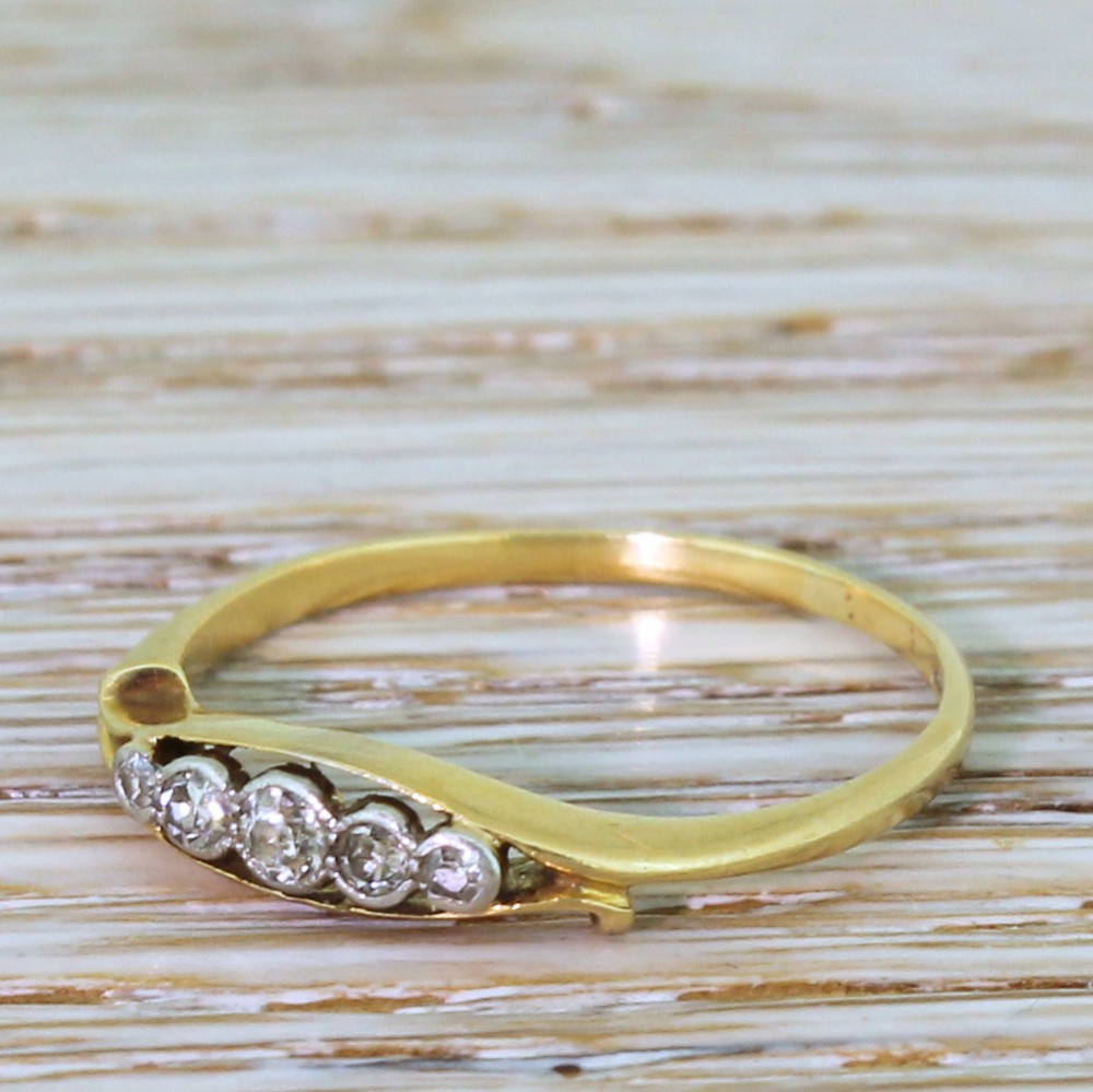Edwardian 0.20 Carat Old Cut Diamond Five Stone Ring, circa 1910
