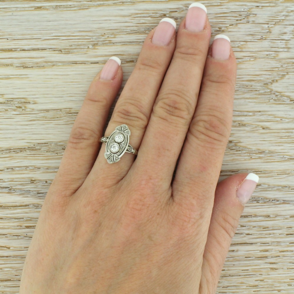 Belle Époque Old Cut Diamond Two Stone Ring, circa 1910 View V