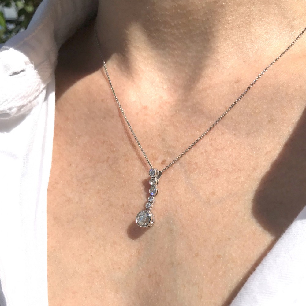 Art Deco 1.34 Carat Old Cut Diamond Drop Pendant, circa 1940
 View II