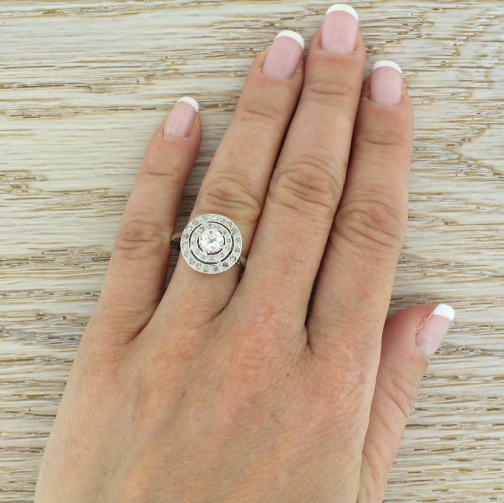 Art Deco 0.76 Carat Old Cut Diamond Double Halo Cluster Ring, circa 1930
 View VI