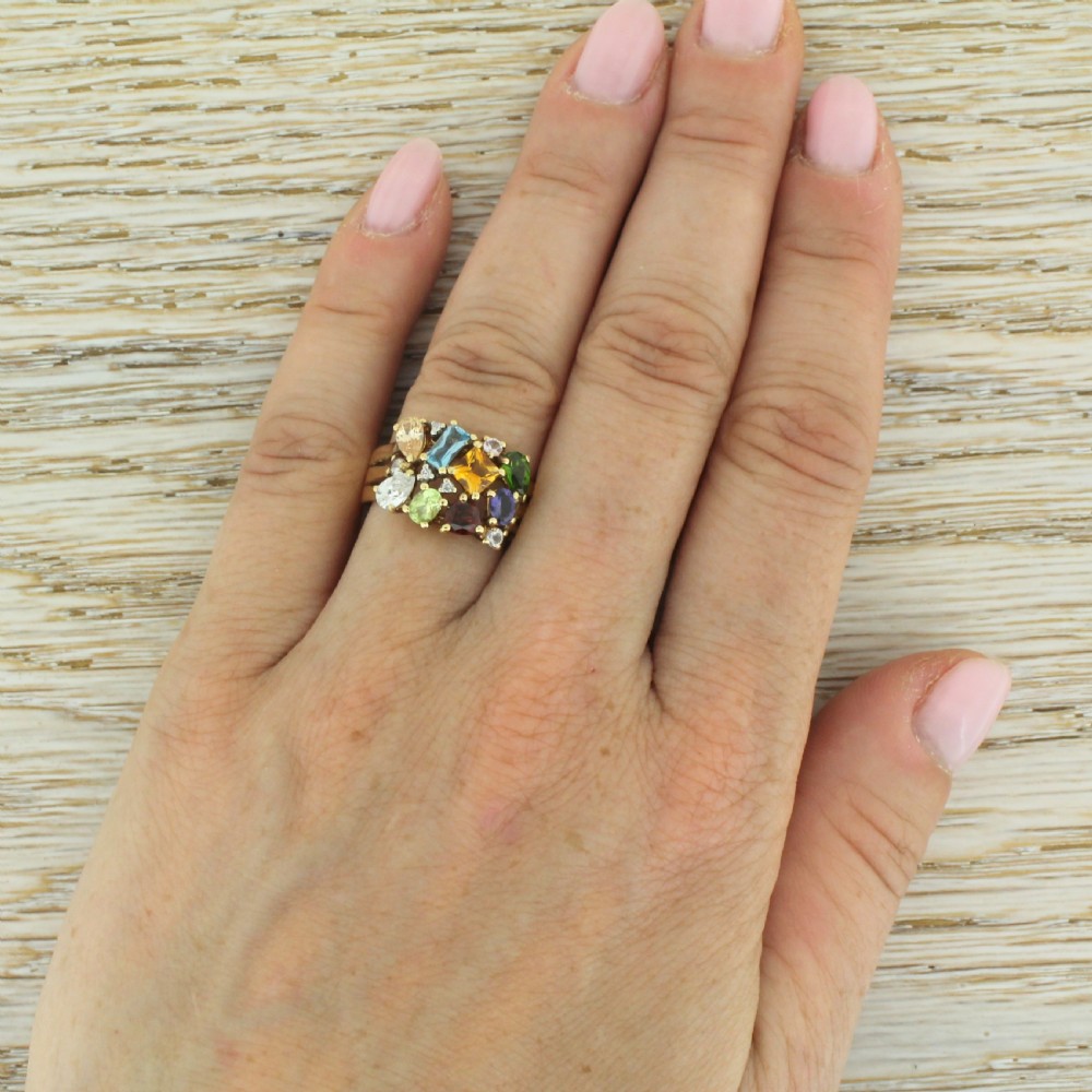 Mid Century Multi-Gemstone Tutti Fruiti Ring View V