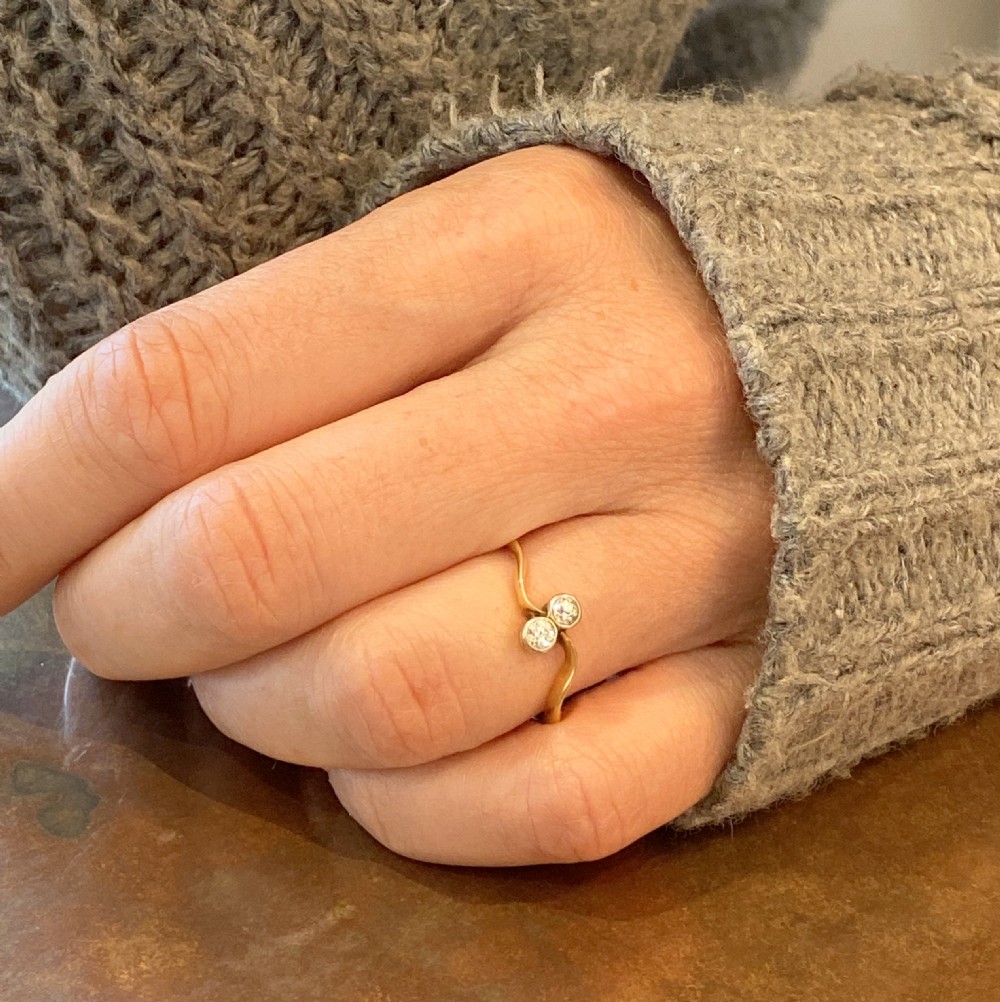 Edwardian 0.20 Carat Old Cut Diamond Crossover Ring, circa 1910
 View VI
