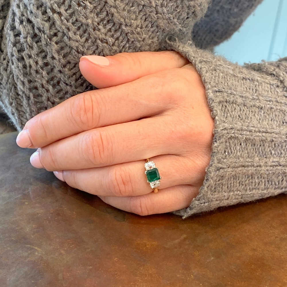 Art Deco Emerald & Old Mine Cut Diamond Trilogy, circa 1920
 View VII