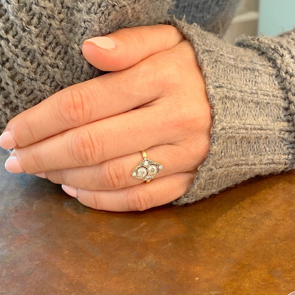 Art Deco 0.50 Carat Transitional Cut Diamond Cluster Ring, circa 1940
 View VI