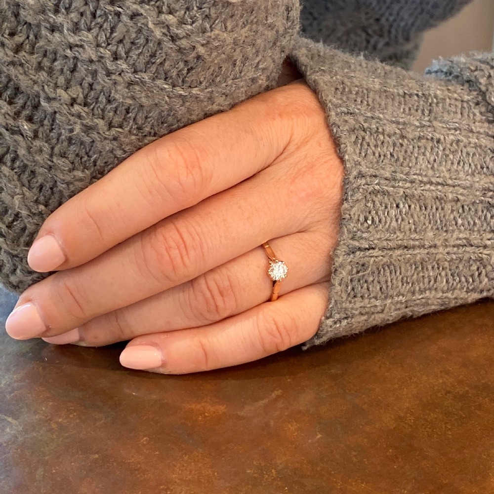 Mid Century 0.43 Carat Transitional Cut Diamond Engagement Ring, circa 1955 View VII