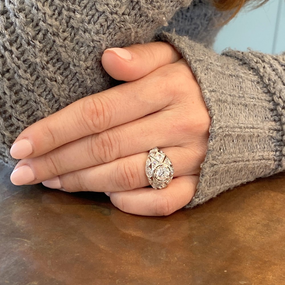 Victorian 2.17 Carat Old Cut Diamond Bombé Ring, circa 1870 View VIII