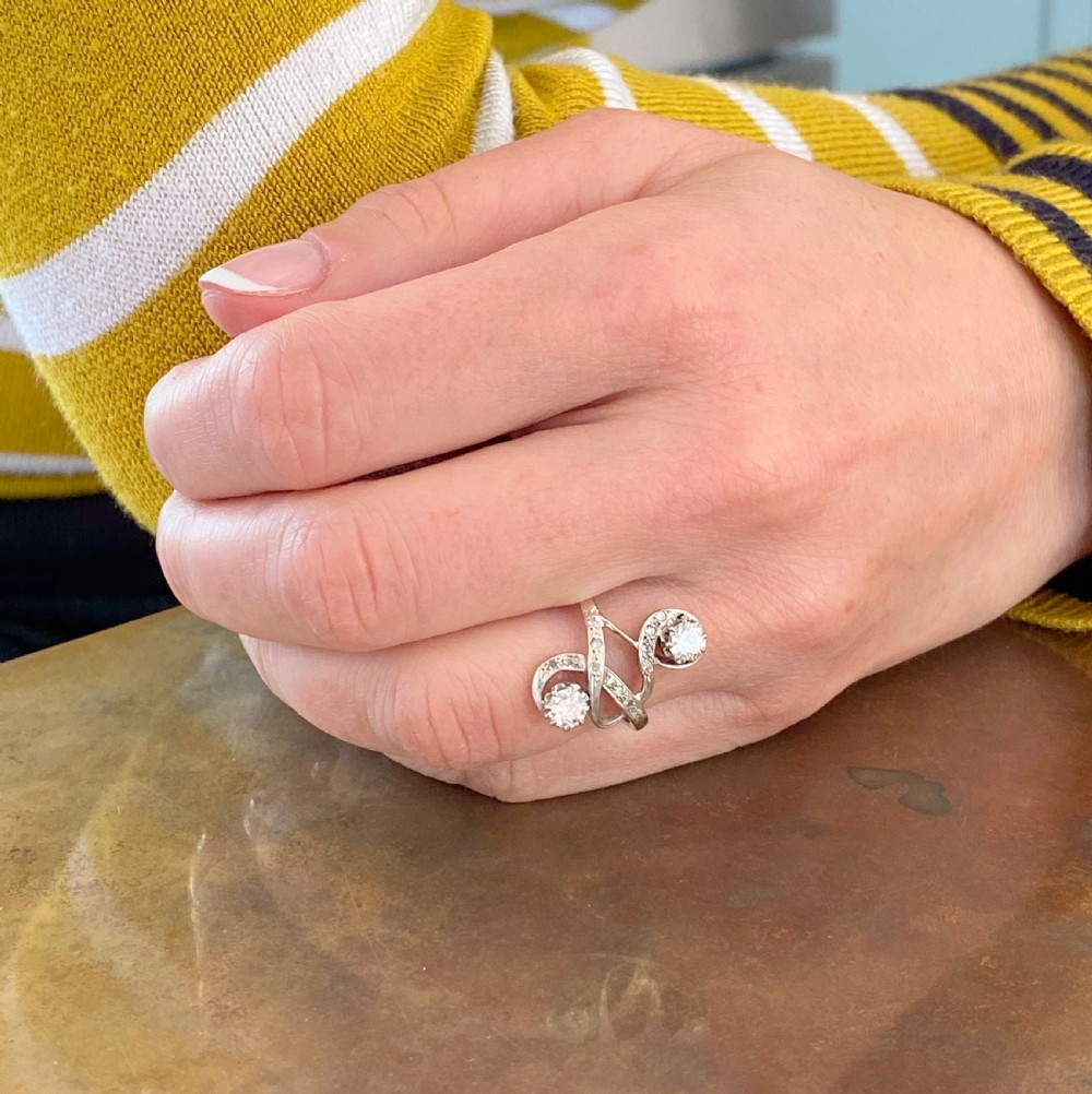 Art Nouveau 0.49 Carat Toi Et Moi Ring, circa 1920
 View VII