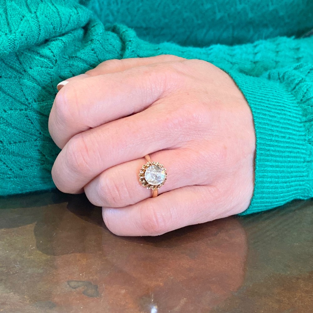 Victorian 0.80 Carat Rose Cut Diamond Solitaire Ring, circa 1860
 View VI