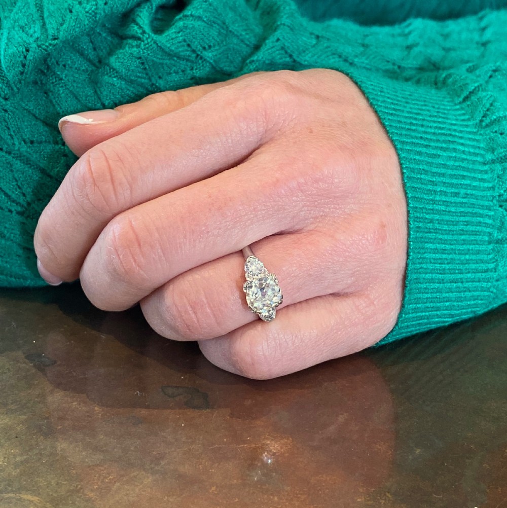 Mid Century 1.85 Carat Old Cut Diamond Engagement Ring, circa 1955 View VII