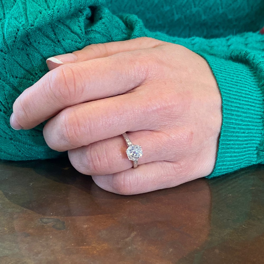 Art Deco 1.55 Carat Old Cut Diamond Engagement Ring, circa 1915 View VII