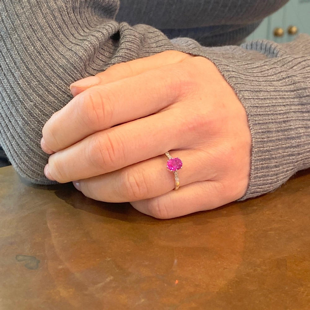 Mid Century 0.70 Carat Burmese Ruby Solitaire Ring, circa 1960 View VII