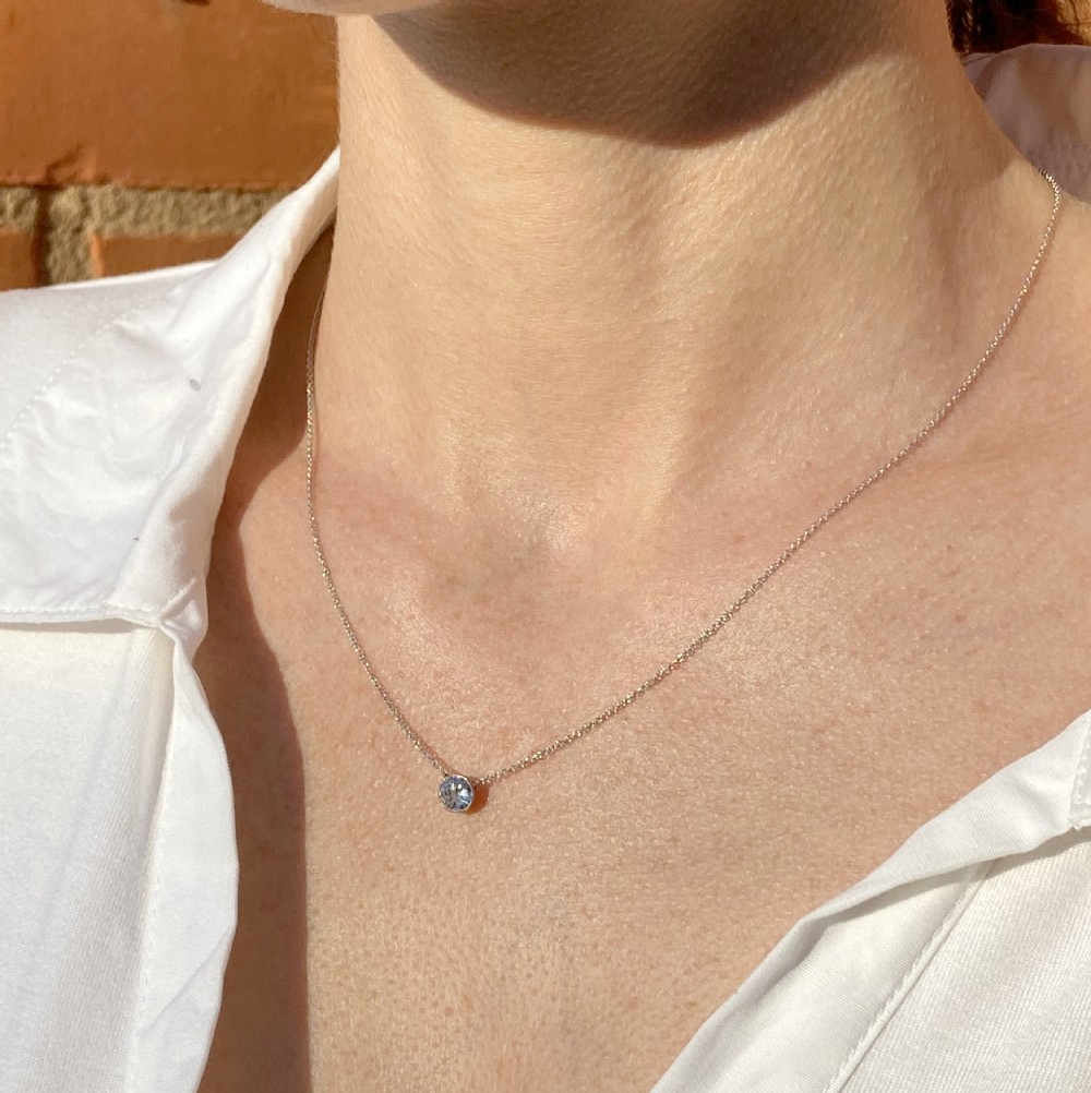 0.40 Carat Old Cut Diamond Solitaire Pendant Necklace, 18k White Gold View II