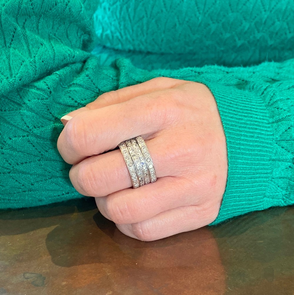Art Deco 0.86 Carat Diamond Four Row Ring, circa 1940 View VI