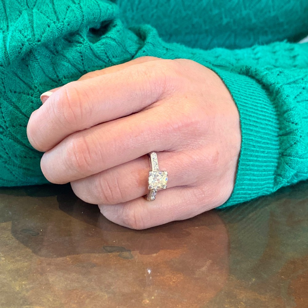 Mid Century 1.79 Carat Old Cut Diamond Engagement Ring, circa 1950 View VII
