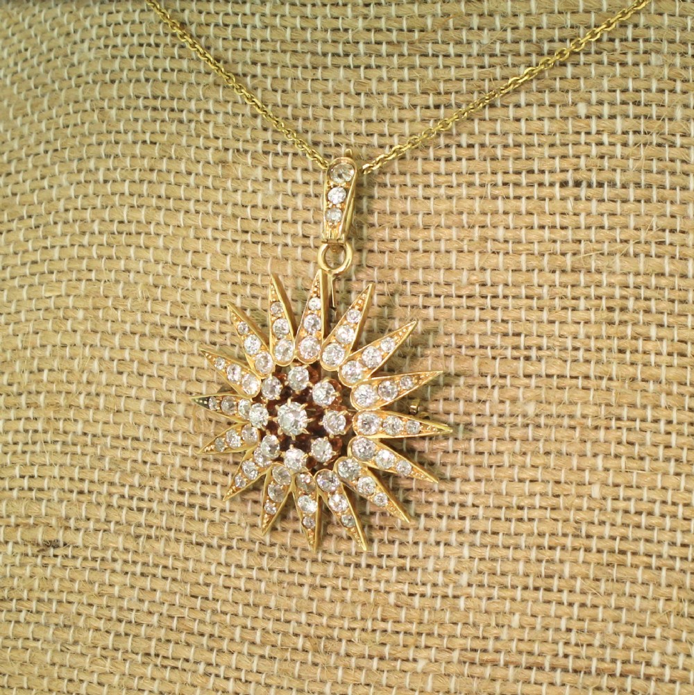 Victorian 3.15 Carat Old Cut Diamond Star Pendant / Brooch, circa 1900