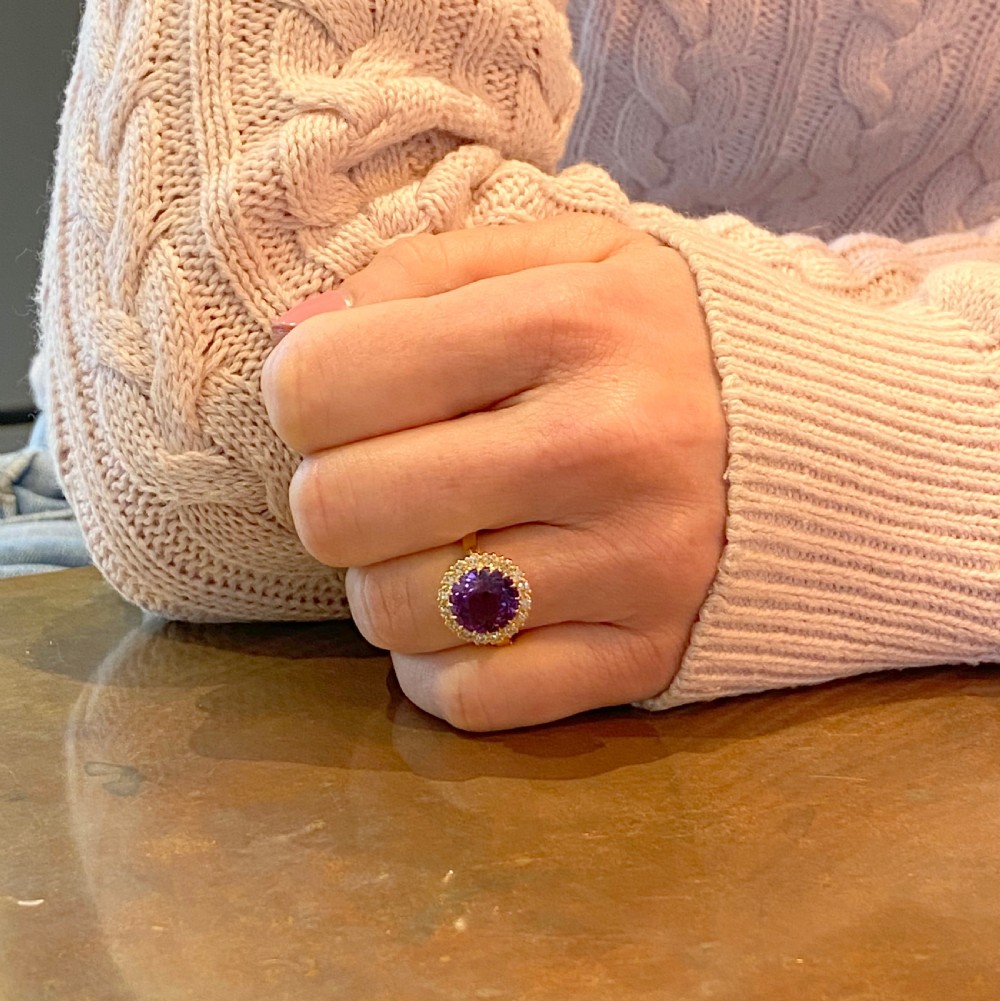 Victorian 3.66 Carat Amethyst & Diamond Cluster Ring, circa 1890
 View VIII