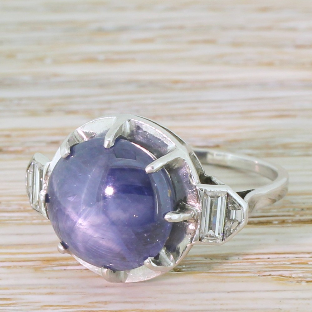 Mid Century 11.00 Carat Star Sapphire Solitaire Ring, circa 1965