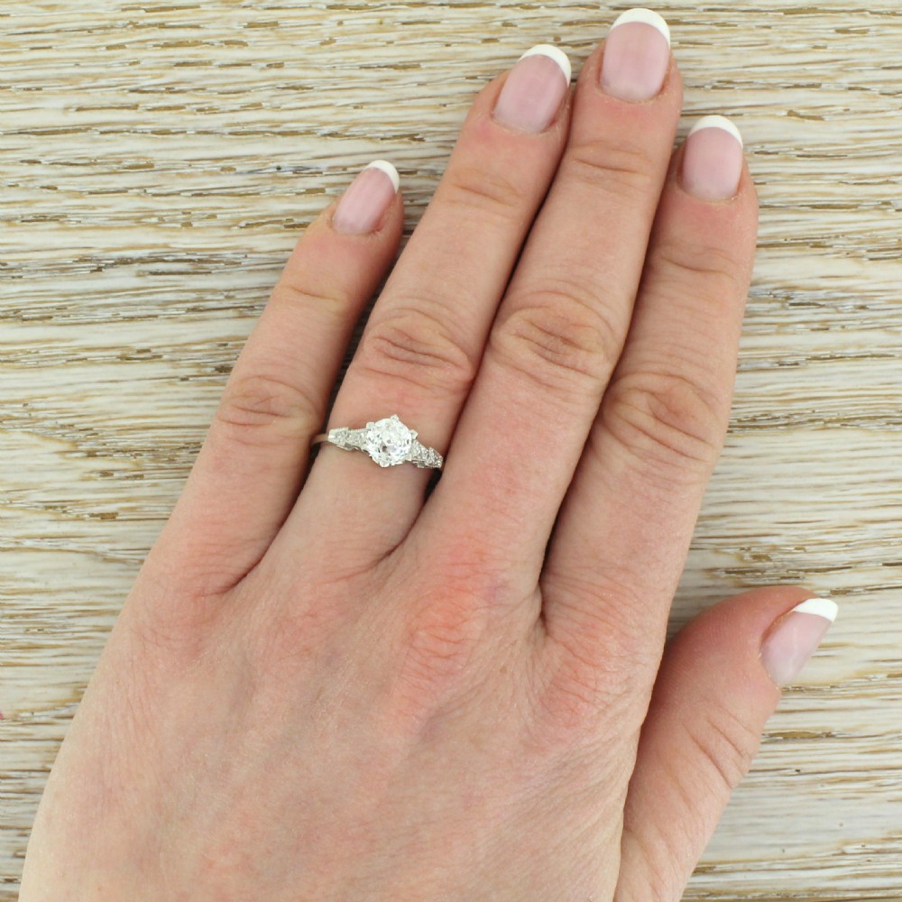Art Deco 0.90 Carat Old Cut Diamond Engagement Ring, circa 1920 View V