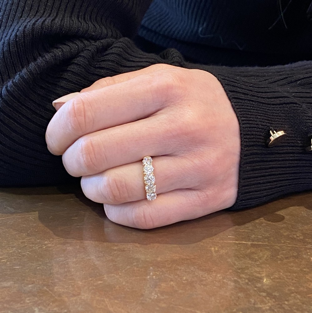 Edwardian 1.41 Carat Old Cut Diamond Five Stone Ring, circa 1905 View VII