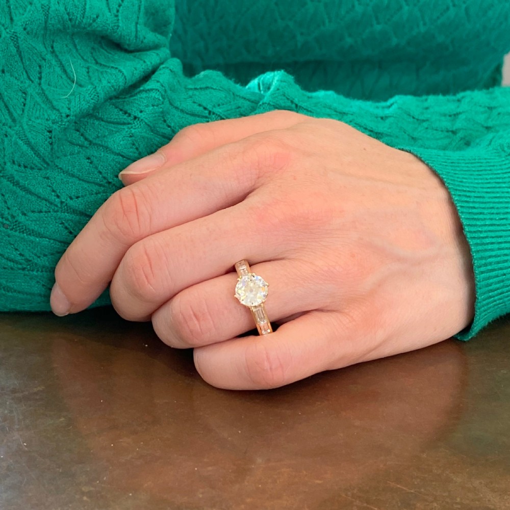 Mid Century 2.01 Carat Old Cut Diamond Engagement Ring, circa 1950 View VII