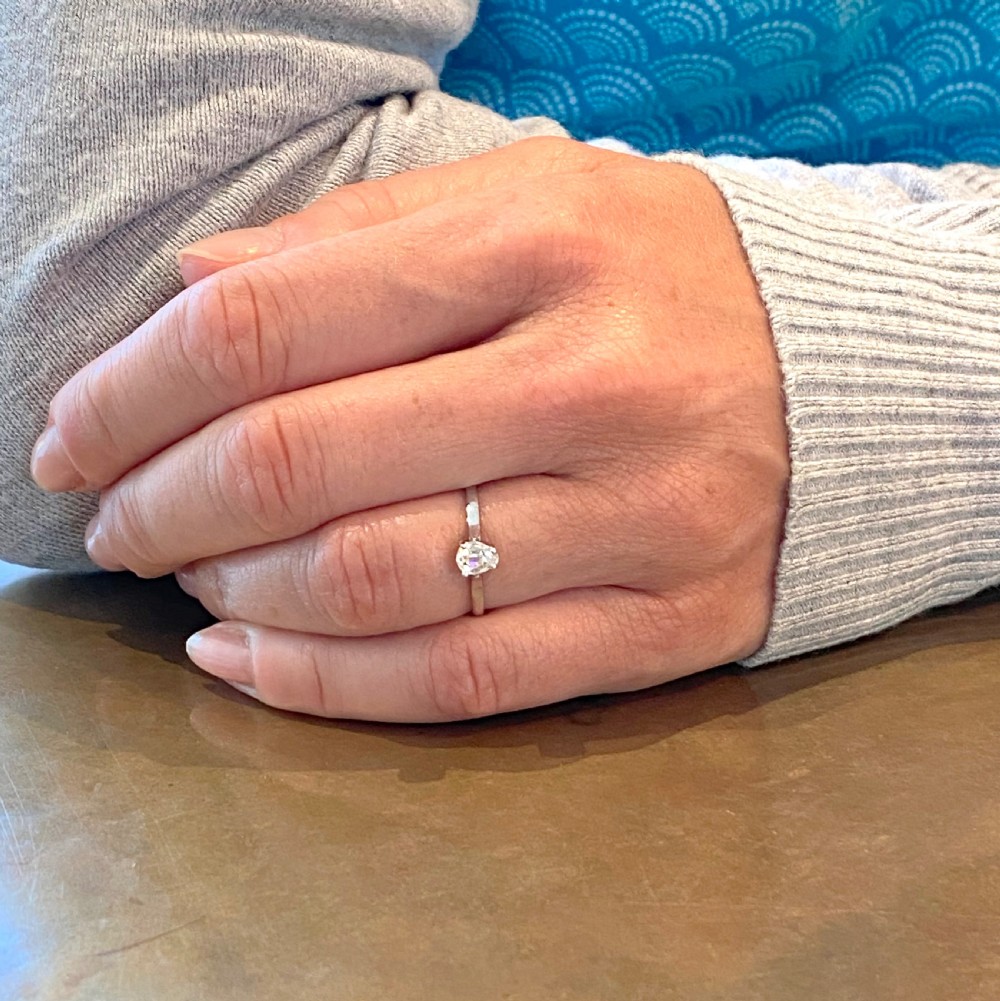 0.36 Carat Old Pear Cut Diamond Engagement Ring, Platinum View VII
