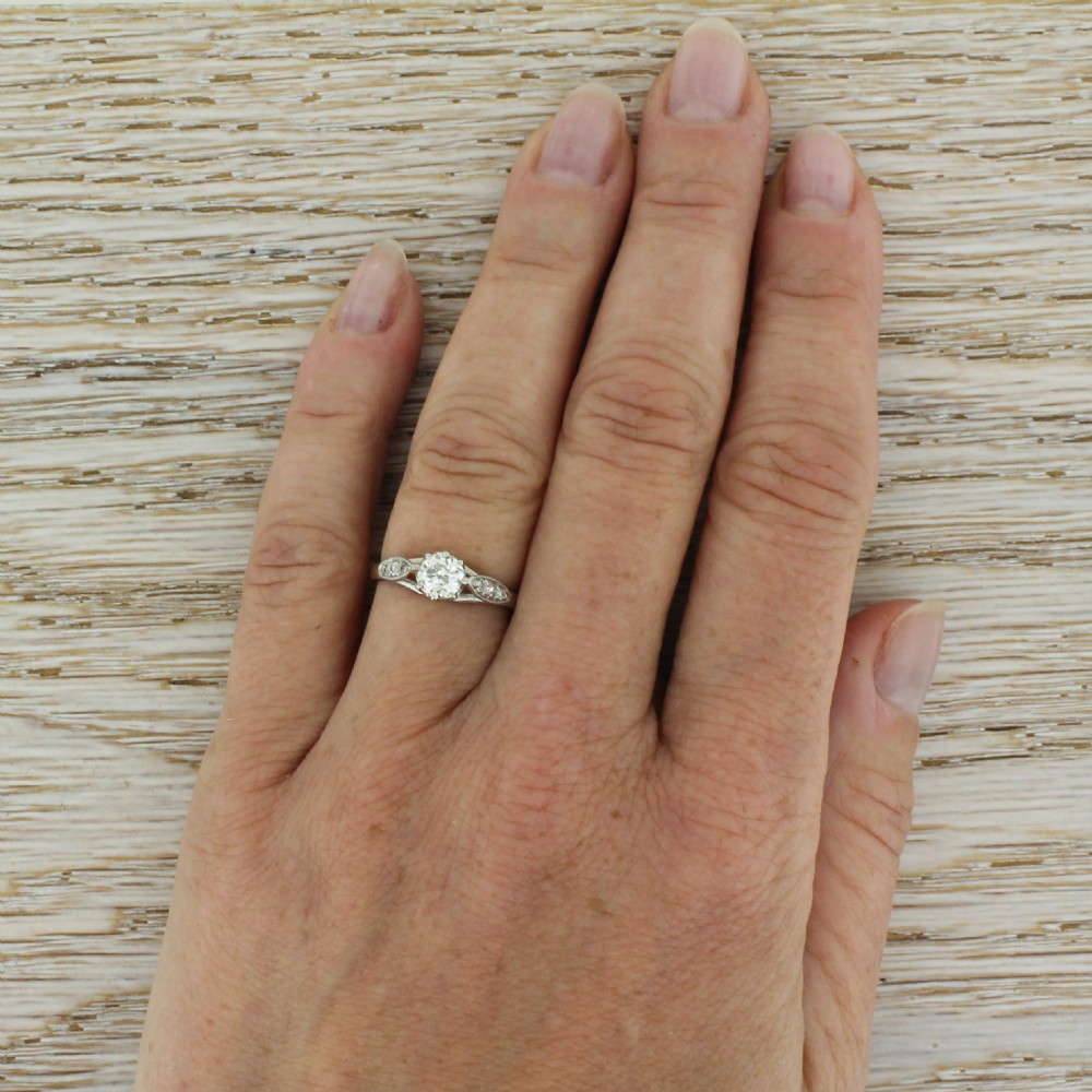 Art Deco 0.47 Carat Old Cut Diamond Engagement Ring, circa 1930 View VI