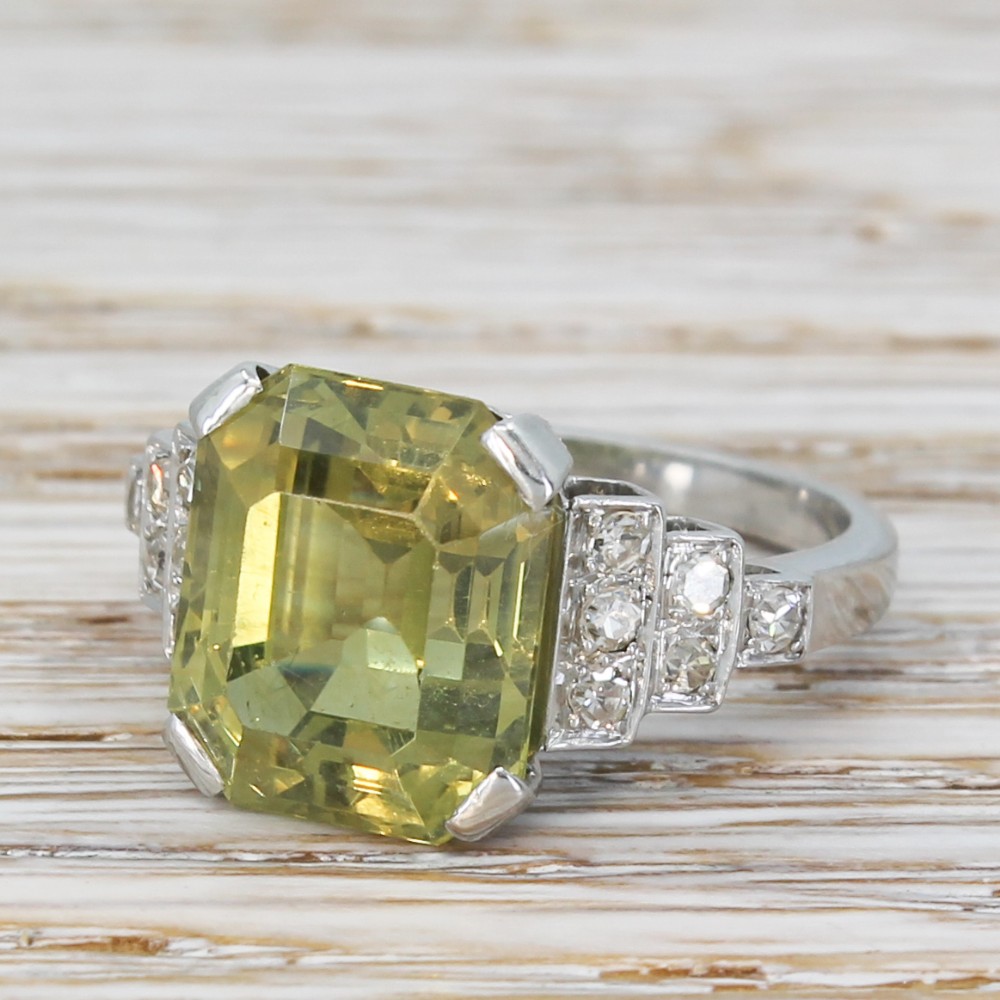 Mid Century 9.02 Carat Natural Chrysoberyl Solitaire Ring, circa 1950