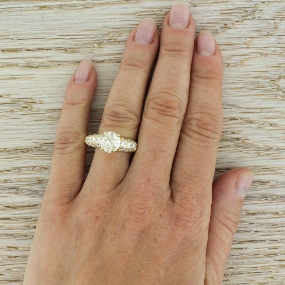Mid Century 1.77 Carat Old Cut (+ 1.20 Carat Diamond) Ring, circa 1960 View VI