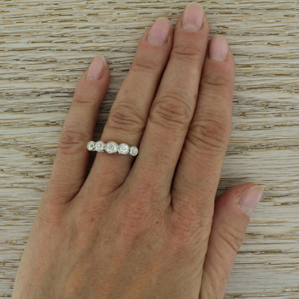 Art Deco 1.10 Carat Old Cut Diamond Five Stone Ring, circa 1940 View VI