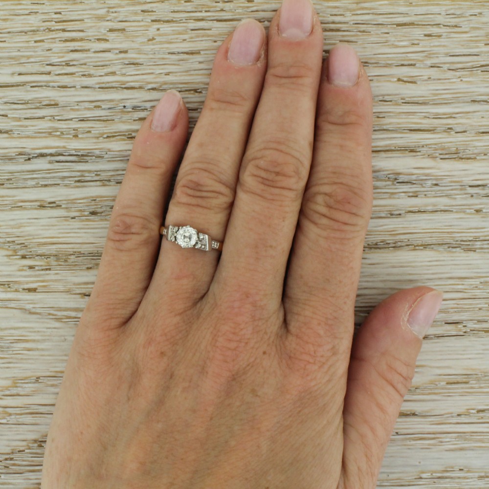 Art Deco 0.69 Carat Old Cut Diamond Engagement Ring, circa 1920 View VI
