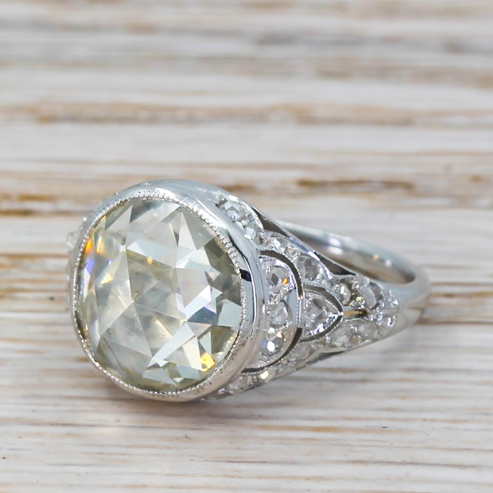 Art Deco 3.14 Carat Rose Cut Diamond Solitaire Ring, circa 1940
