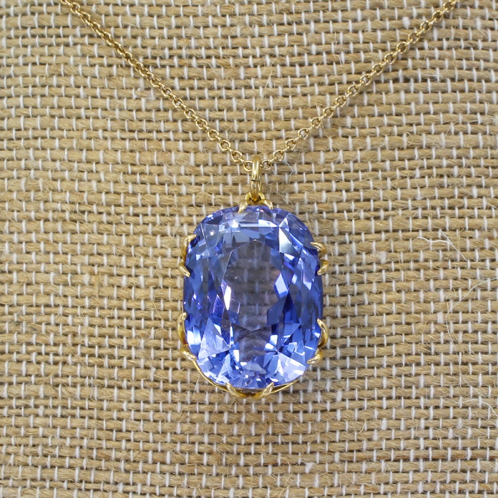 Mid Century 50.00 Carat Synthetic Sapphire Pendant, circa 1960