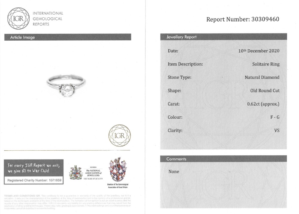 Mid Century 0.62 Carat Old Cut Diamond Engagement Ring, circa 1960 View VII