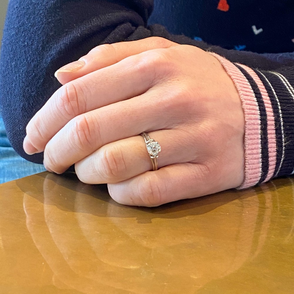 Mid Century 0.62 Carat Old Cut Diamond Engagement Ring, circa 1960 View VIII