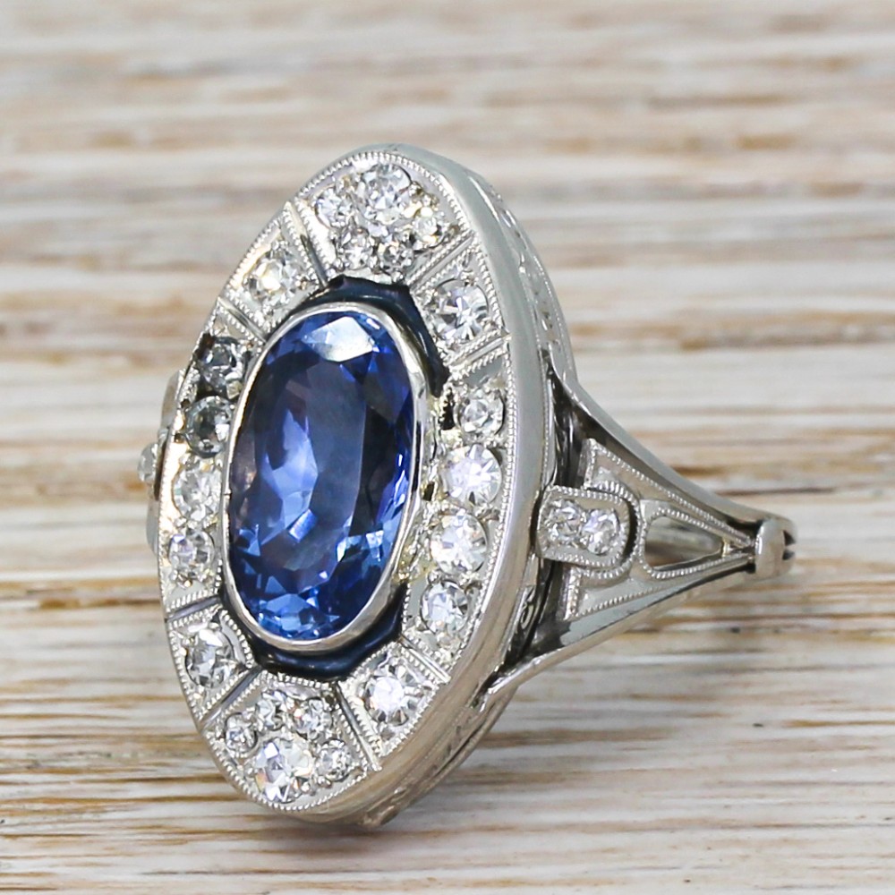 Mid Century 3.37 Carat Natural Sapphire Cocktail Ring, circa 1955