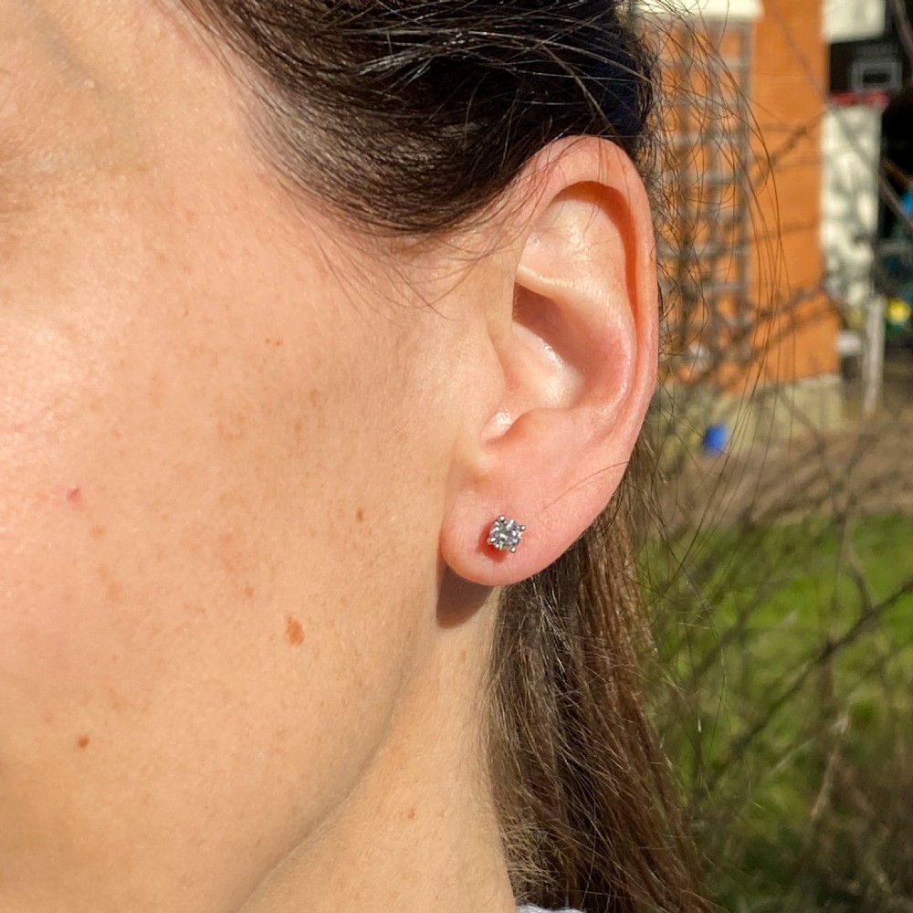 0.50 Carat Old Cut Diamond Stud Earrings, Platinum View II