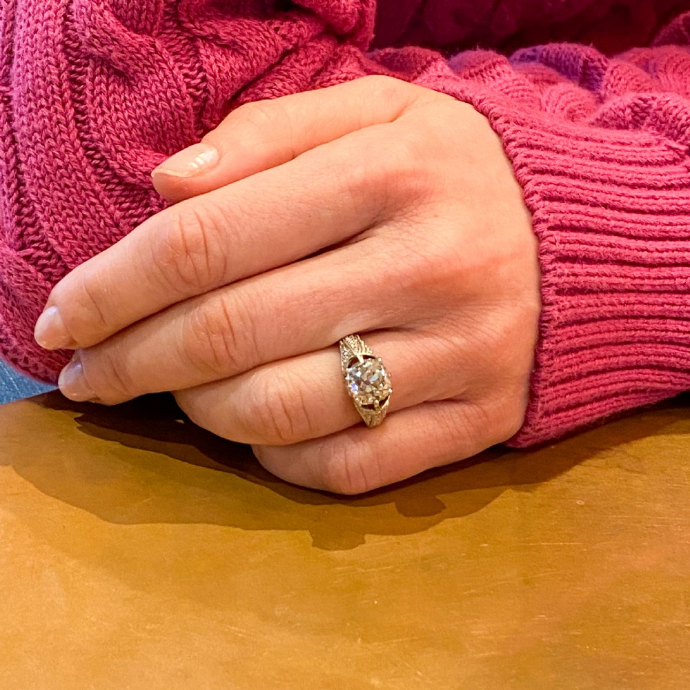 Art Deco 2.61 Carat Old Cut Diamond Engagement Ring, circa 1935 View VIII