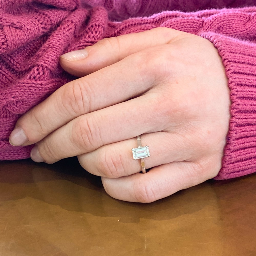 Mid Century 1.00 Carat Emerald Cut Diamond Engagement Ring, circa 1955 View VIII