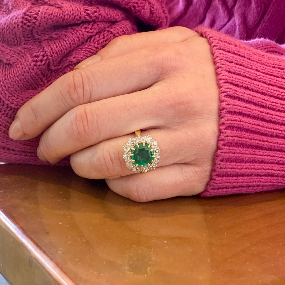 Art Deco 2.35 Carat Emerald & 0.96 Carat Diamond Ring, circa 1930 View VIII