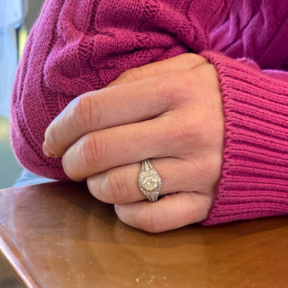 Mid Century 1.02 Carat (& 0.86 Carat) Transitional Cut Diamond Ring, circa 1945 View VIII