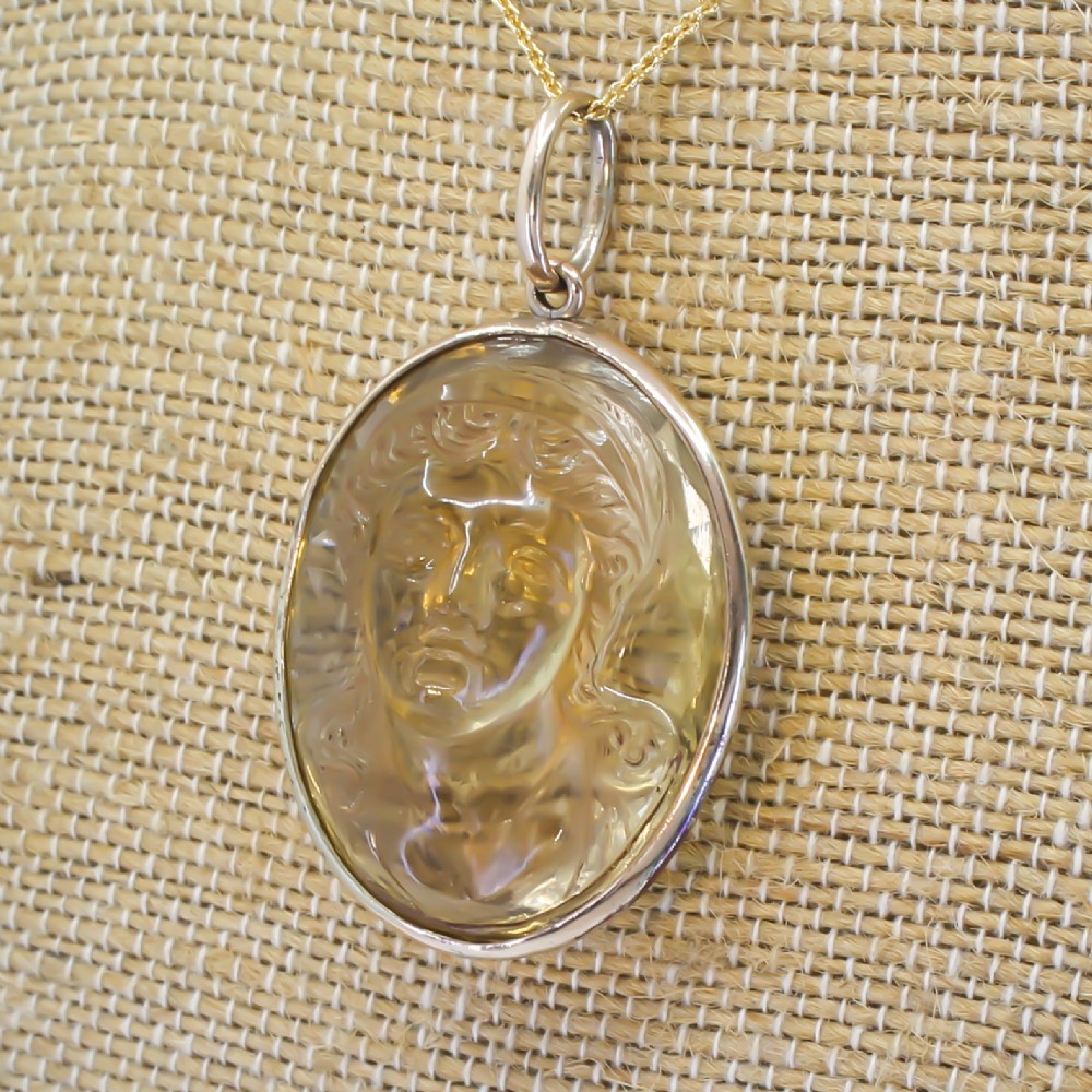 Victorian 99.50 Carat Citrine Cameo Pendant, circa 1900