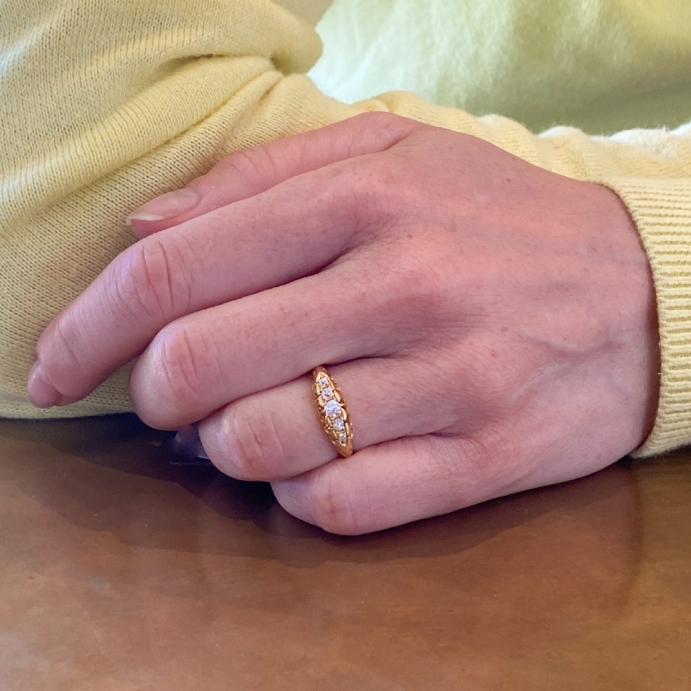 Edwardian 0.20 Carat Old Cut Diamond Five Stone Ring, dated 1902 View VII