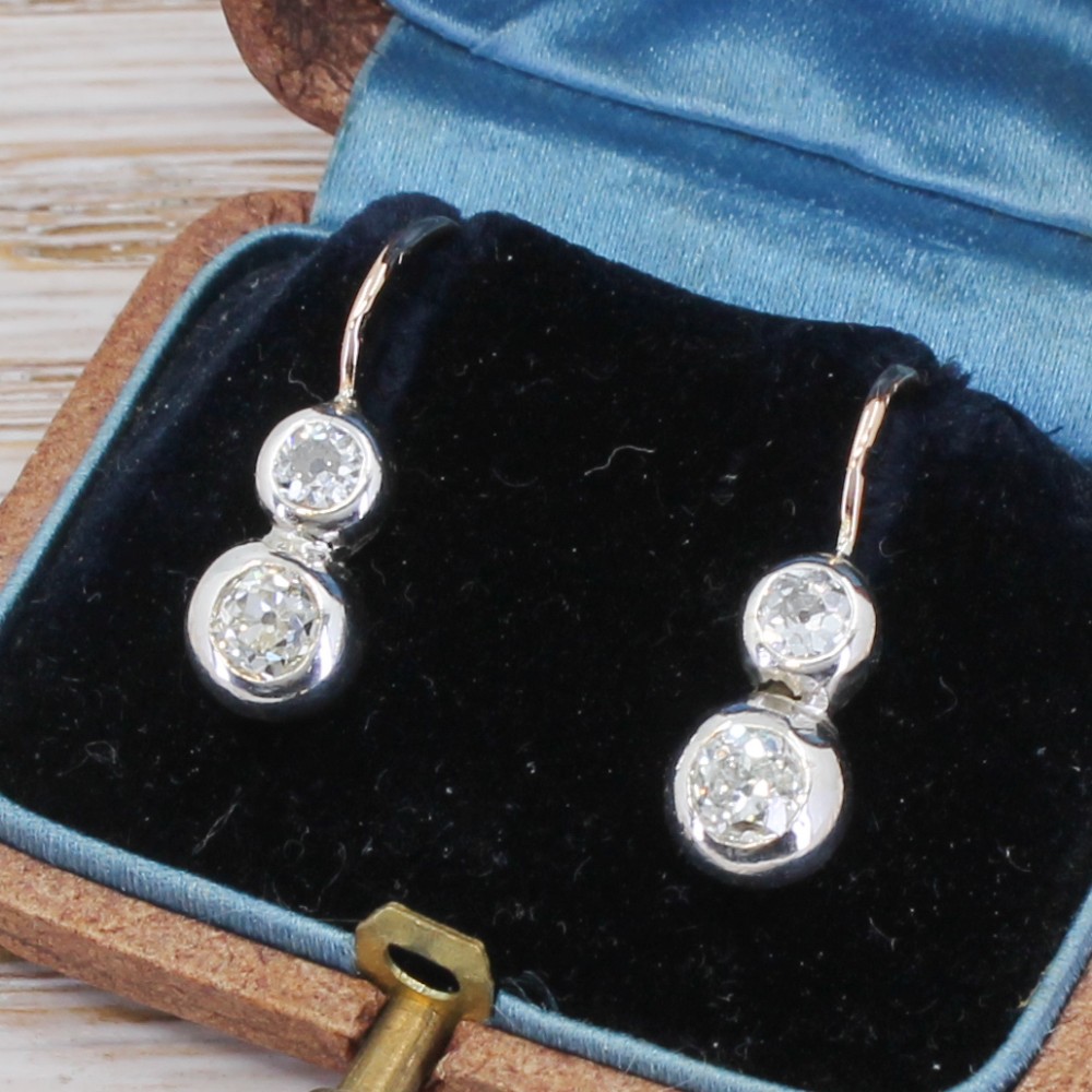 Victorian 0.80 Carat Old Cut Diamond Earrings, circa 1900