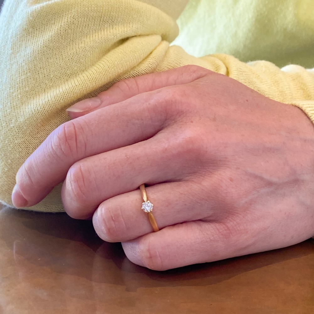 Mid Century 0.20 Carat Transitional Cut Diamond Engagement Ring, circa 1960 View VII