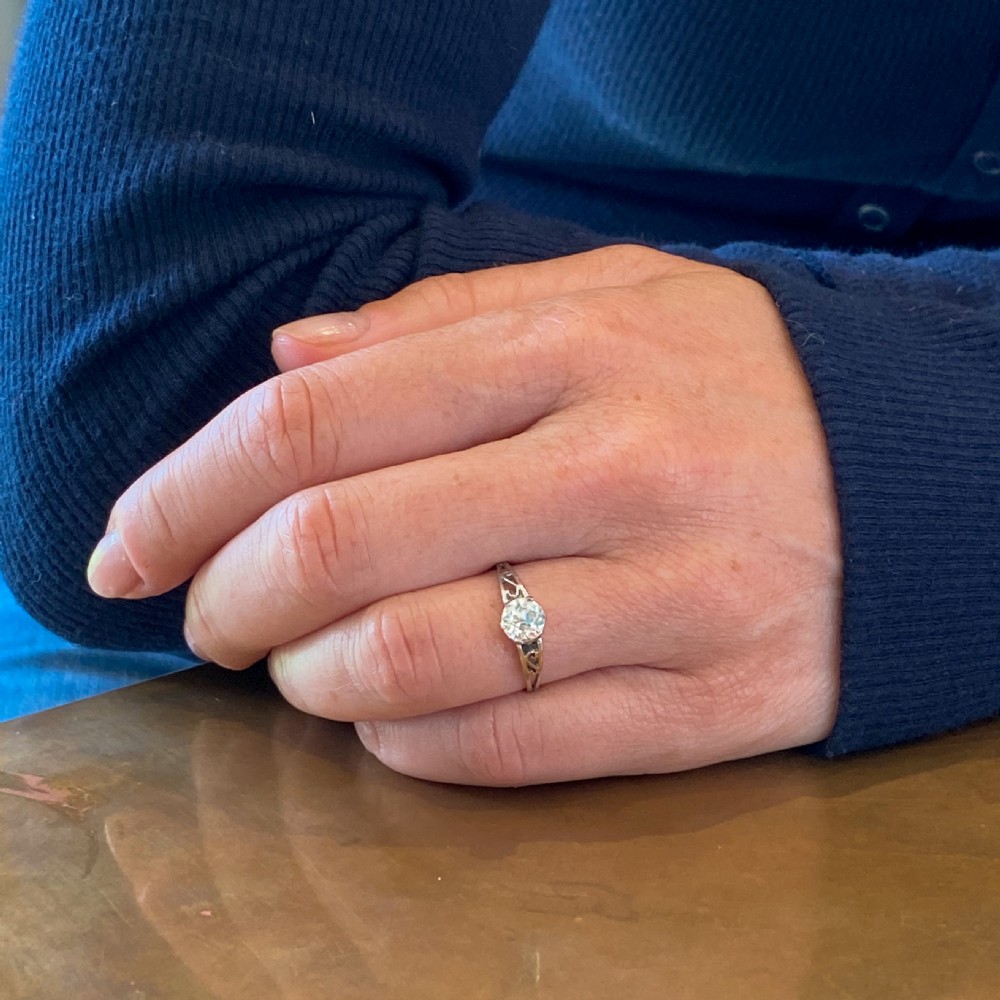 Art Deco 0.74 Carat Old Cut Diamond Engagement Ring, circa 1920 View VIII